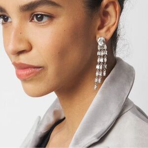 White House Black Market Silver Crystal Drop Earrings